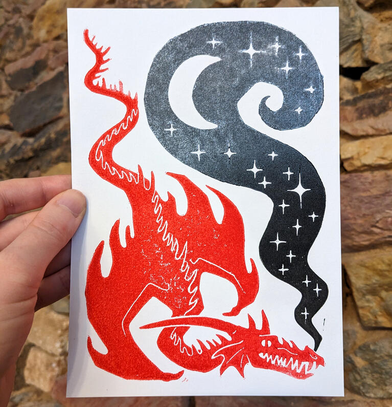 Magic Dragon lino