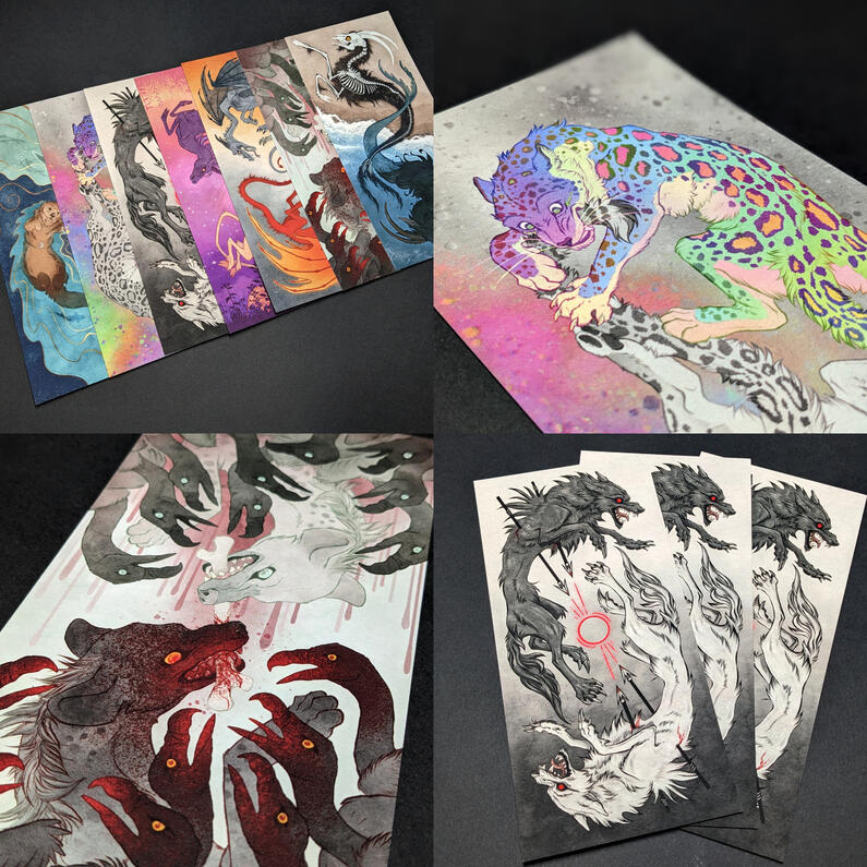 4 photos of postcards