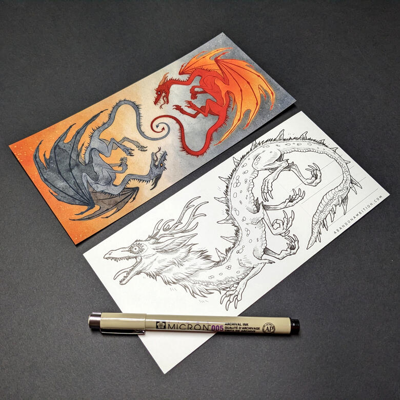 Dragon postcard with art
