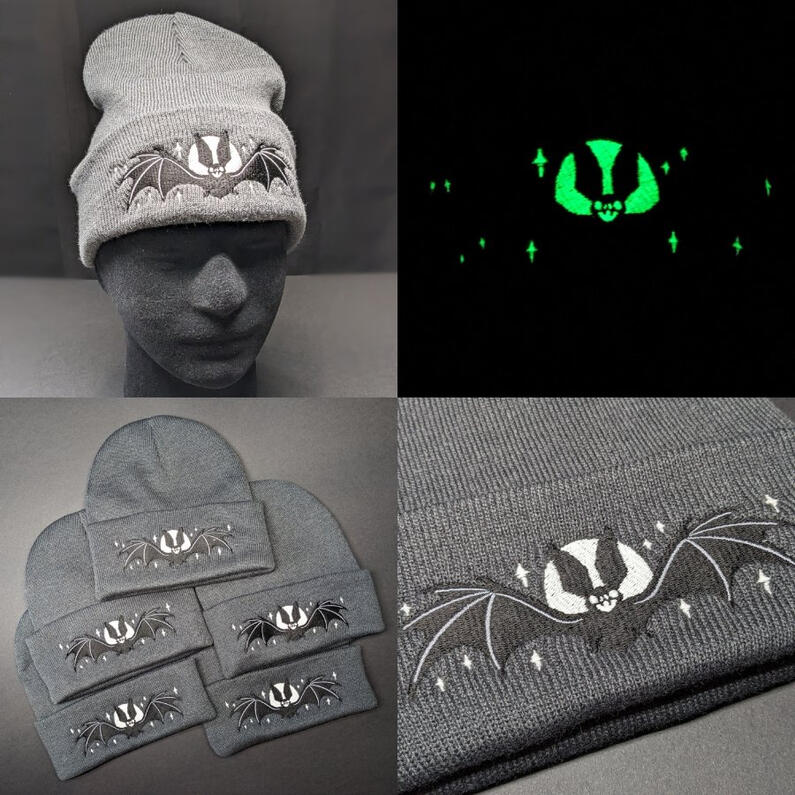 Glowing bat beanie