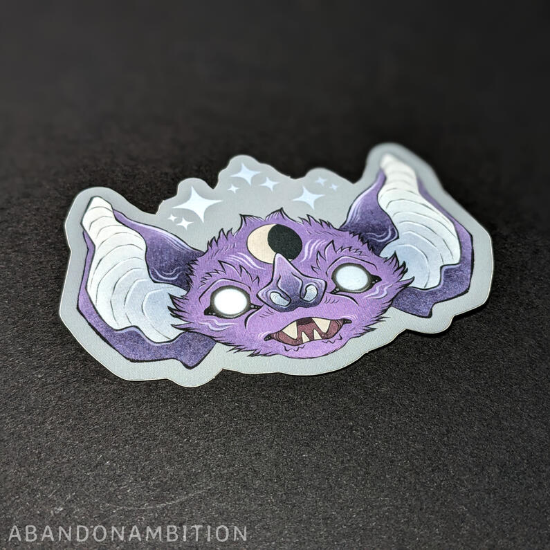 Moon face bat sticker