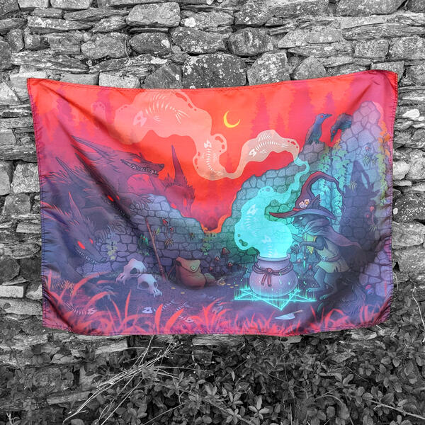 Spooky cat tapestry