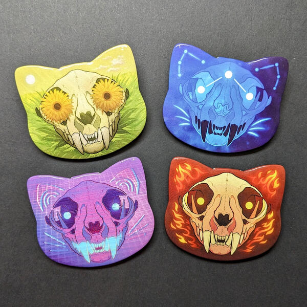 Kitty Skull Pin Badges